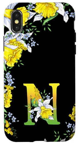 Daffodil Flower Monogramm Boho Bloom Buchstabe N Art Initial Hülle für iPhone X/XS Daffodil Flower Monogramm Boho Bloom Buchstabe N Art Initial Hülle für iPhone X/XS von Floral Yellow Art Personalized Garden Fun