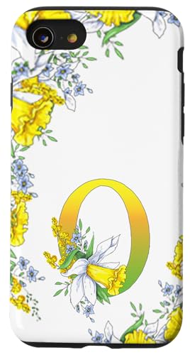 Daffodil Flower Monogramm Boho Bloom Buchstabe O Art Initial Hülle für iPhone SE (2020) / 7 / 8 von Floral Yellow Art Personalized Garden Fun