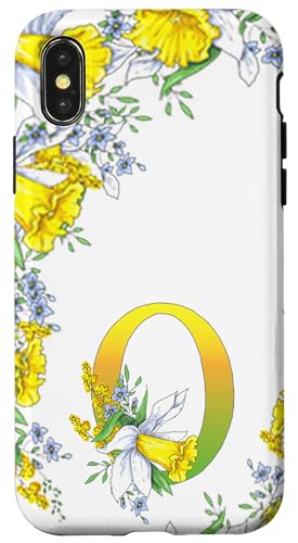Daffodil Flower Monogramm Boho Bloom Buchstabe O Art Initial Hülle für iPhone X/XS von Floral Yellow Art Personalized Garden Fun