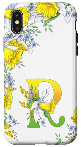 Daffodil Flower Monogramm Boho Bloom Buchstabe R Art Initial Hülle für iPhone X/XS Daffodil Flower Monogramm Boho Bloom Buchstabe R Art Initial Hülle für iPhone X/XS von Floral Yellow Art Personalized Garden Fun