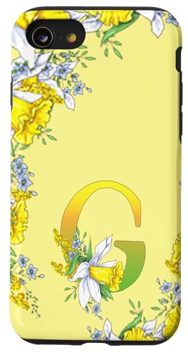 Daffodil Flower Monogramm Boho Bloom Letter G Art Initial Hülle für iPhone SE (2020) / 7 / 8 von Floral Yellow Art Personalized Garden Fun
