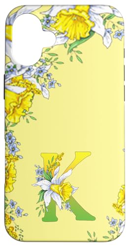 Daffodil Flower Monogramm Boho Bloom Letter K Art Initial Hülle für iPhone 16 Plus Daffodil Flower Monogramm Boho Bloom Letter K Art Initial Hülle für iPhone 16 Plus von Floral Yellow Art Personalized Garden Fun