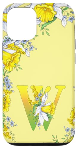 Daffodil Flower Monogramm Boho Bloom Letter W Art Initial Hülle für iPhone 12/12 Pro von Floral Yellow Art Personalized Garden Fun