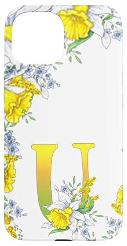 Narzissenblüte Monogramm Boho Bloom Buchstabe U Art Initiale Hülle für iPhone 15 Narzissenblüte Monogramm Boho Bloom Buchstabe U Art Initiale Hülle für iPhone 15 von Floral Yellow Art Personalized Garden Fun