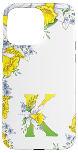 Narzissenblume Monogramm Boho Bloom Buchstabe K Kunst Initiale Hülle für iPhone 15 Pro Max von Floral Yellow Art Personalized Garden Fun