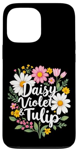 Gänseblümchen, Veilchen und Tulpe, geblümt Hülle für iPhone 13 Pro Max Gänseblümchen, Veilchen und Tulpe, geblümt Hülle für iPhone 13 Pro Max von Florales Design