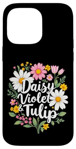 Gänseblümchen, Veilchen und Tulpe, geblümt Hülle für iPhone 14 Pro Max Gänseblümchen, Veilchen und Tulpe, geblümt Hülle für iPhone 14 Pro Max von Florales Design