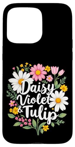 Gänseblümchen, Veilchen und Tulpe, geblümt Hülle für iPhone 15 Pro Max Gänseblümchen, Veilchen und Tulpe, geblümt Hülle für iPhone 15 Pro Max von Florales Design