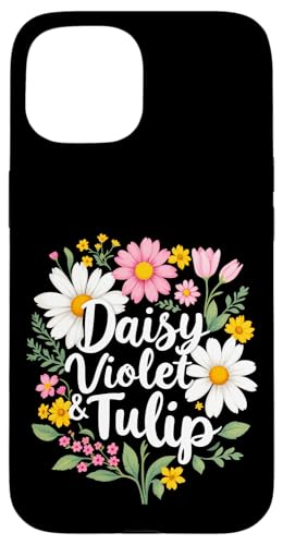 Gänseblümchen, Veilchen und Tulpe, geblümt Hülle für iPhone 15 Gänseblümchen, Veilchen und Tulpe, geblümt Hülle für iPhone 15 von Florales Design