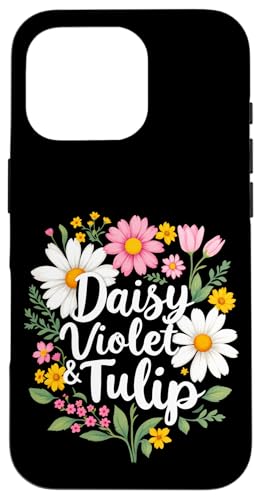 Gänseblümchen, Veilchen und Tulpe, geblümt Hülle für iPhone 16 Pro Gänseblümchen, Veilchen und Tulpe, geblümt Hülle für iPhone 16 Pro von Florales Design