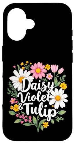 Gänseblümchen, Veilchen und Tulpe, geblümt Hülle für iPhone 16 Gänseblümchen, Veilchen und Tulpe, geblümt Hülle für iPhone 16 von Florales Design