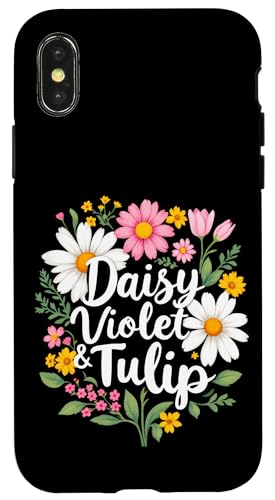 Gänseblümchen, Veilchen und Tulpe, geblümt Hülle für iPhone X/XS Gänseblümchen, Veilchen und Tulpe, geblümt Hülle für iPhone X/XS von Florales Design