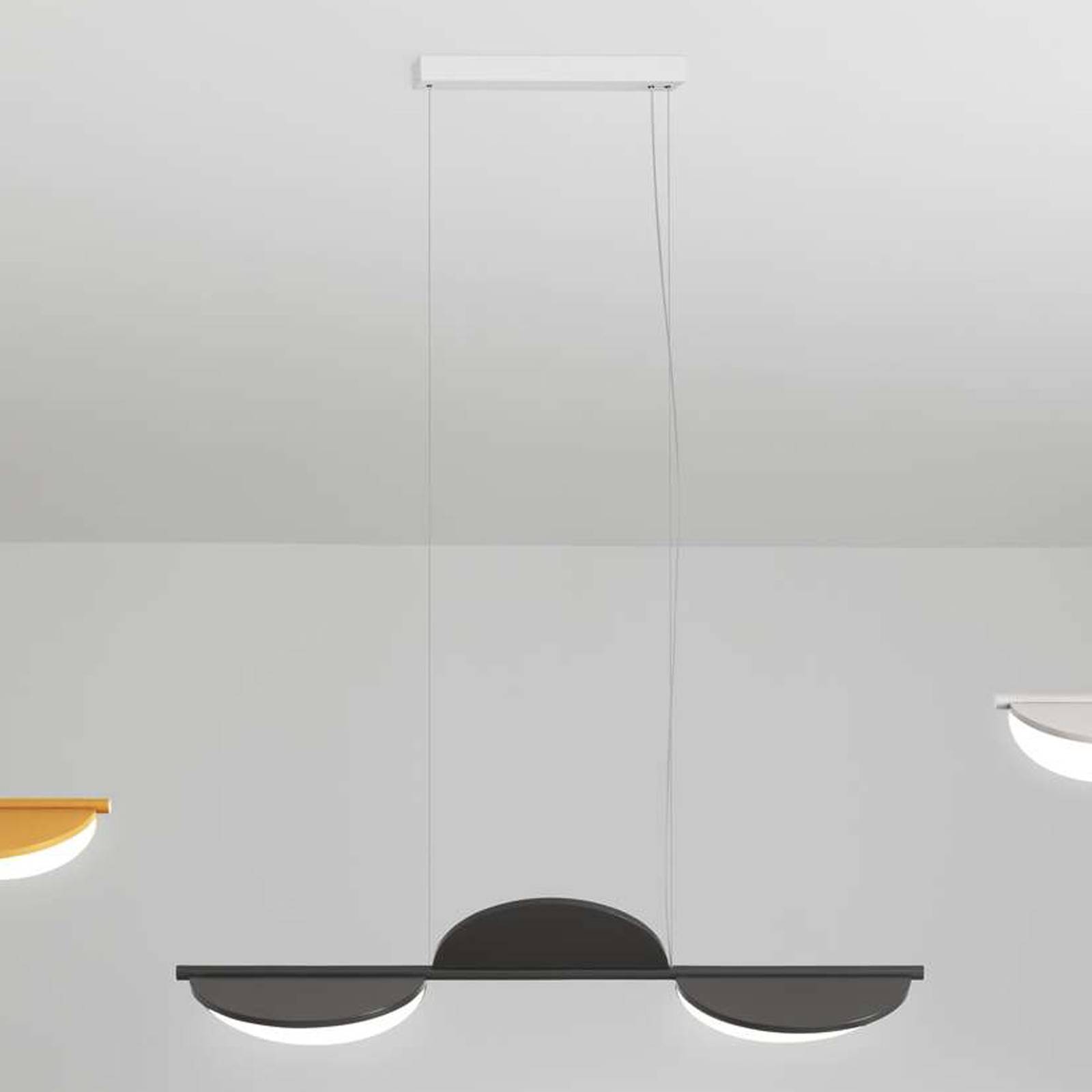 FLOS Almendra Linear LED-Hängelampe 3fl, anthrazit FLOS Almendra Linear LED-Hängelampe 3fl, anthrazit von Flos