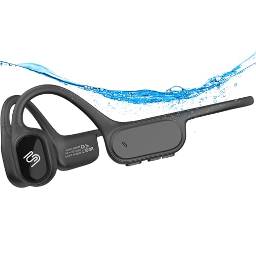Schwimmkopfhörer, Unterwasser-Ohrknochenleitung, wasserdichte Ohrhörer für Schwimmrunden, kabelloses Bluetooth-Stirnband, 32 G, Laufkopfhörer für Schwimmen, Radfahren, Fitnessstudio, Workout (Mini) von FlowMotion