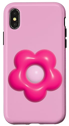 Hülle für iPhone X/XS Geometrische Hot Pink Jelly Daisy Flower von Flower Aesthetic Co