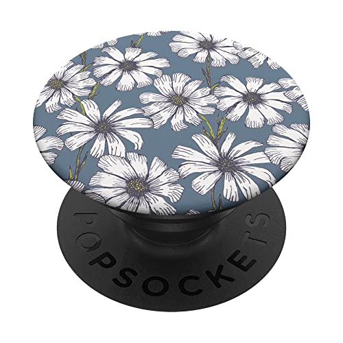 Blasses Denim-blaues Blumenmuster, Aquarell-Blumenmuster PopSockets mit austauschbarem PopGrip Blasses Denim-blaues Blumenmuster, Aquarell-Blumenmuster PopSockets mit austauschbarem PopGrip von Flower Pattern Watercolor Floral Blossoms By AJC