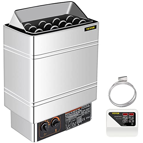FlowerW Saunaofen 9 KW, Sauna Elektroherd 380 V - 415 V, Elektrischer Saunaofen 2 Modi (Temperatur, Zeit), mit Externem Steuergerät und 3M-Temperatursensor von FlowerW
