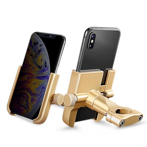 Floweringbeter Handyhalterung für Elektro-Scooter, Fahrradlenker, für 11,4–17,3 cm große Handys, Aluminiumlegierung, verstellbare Verriegelung, mit dicker Silikonpolsterung (Gold) von Floweringbeter