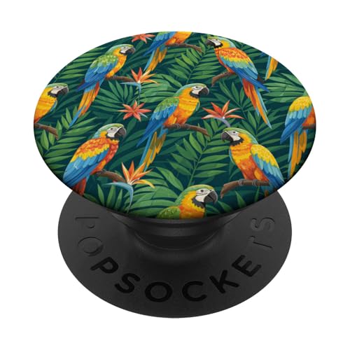 Papageien, tropische Naturblumen, exotische Vögel, Papageien PopSockets Klebender PopGrip von Flowers & Floral Decorations