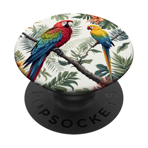 Papageien Tropische Natur Blumen Exotische Vögel Papageien PopSockets Klebender PopGrip Papageien Tropische Natur Blumen Exotische Vögel Papageien PopSockets Klebender PopGrip von Flowers & Floral Decorations