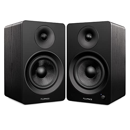 Fluance Ai61 2-Wege-2.0-Stereo-Bücherregal-Lautsprecher mit 6.5 Zoll Treibern, 120 W Verstärker für Plattenspieler, TV, PC und Bluetooth 5, optisch, USB & Sub-Out (Schwarze Esche) von Fluance