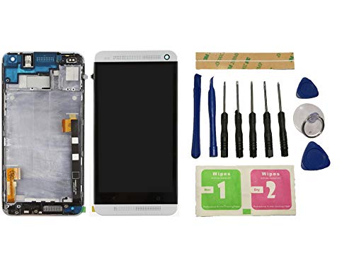Flügel für HTC One M7 801e Display LCD Ersatzdisplay Weiß Touchscreen Digitizer Bildschirm Glas Komplett Einheit mit Rahmen Ersatzteile & Werkzeuge & Kleber von Flügel