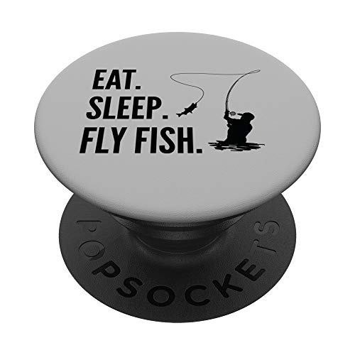 Fliegenfischer-Geschenk - Essen Schlafen Fliegenfisch - PopSockets Ausziehbarer Sockel und Griff für Smartphones und Tablets von Fly Fishing Gifts from Benhard