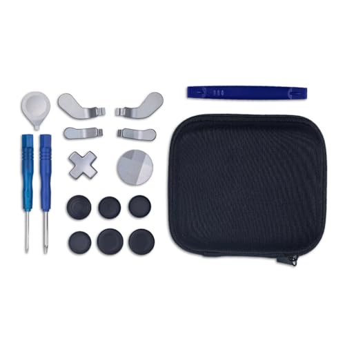 13 in 1 Metall Daumensticks für Xbox Elite Controller Series 2 Zubehör, Ersatz Daumensticks Magnetische Tasten Kit mit 6 Metallbeschichtung Joysticks, 4 Paddles, 2 D-Pads, 2 Justierwerkzeug Silber von Flylin