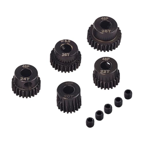5 Stück 48DP RC Motor Ritzel, 5mm Wellenloch 20T 22T 24T 26T 28T Motorgetriebe mit Schrauben, Stahl Metall Motor Zahnradsätze Kompatibel mit 1/10 RC Auto Ersatzteile 5 Stück 48DP RC Motor Ritzel, 5mm Wellenloch 20T 22T 24T 26T 28T Motorgetriebe mit Schrauben, Stahl Metall Motor Zahnradsätze Kompatibel mit 1/10 RC Auto Ersatzteile von Flylin