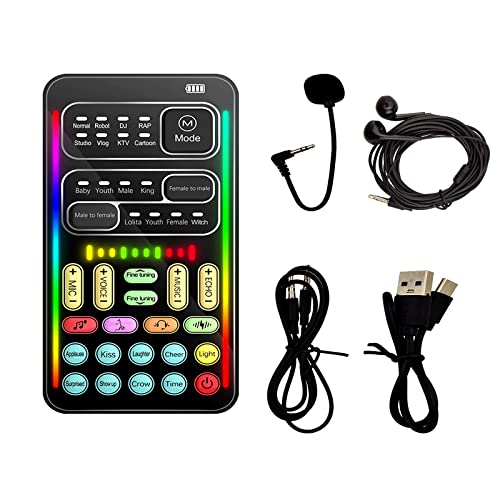 Tragbarer Sprachwechsler, Handheld-Mikrofon-Sprachwechsler mit Mehreren Soundeffekten und Mikrofon-Kopfhörern, Multifunktionale Sound Live Soundkarte für PS4/Xbox One/Telefon/Computer PC/Tablet Tragbarer Sprachwechsler, Handheld-Mikrofon-Sprachwechsler mit Mehreren Soundeffekten und Mikrofon-Kopfhörern, Multifunktionale Sound Live Soundkarte für PS4/Xbox One/Telefon/Computer PC/Tablet von Flylin