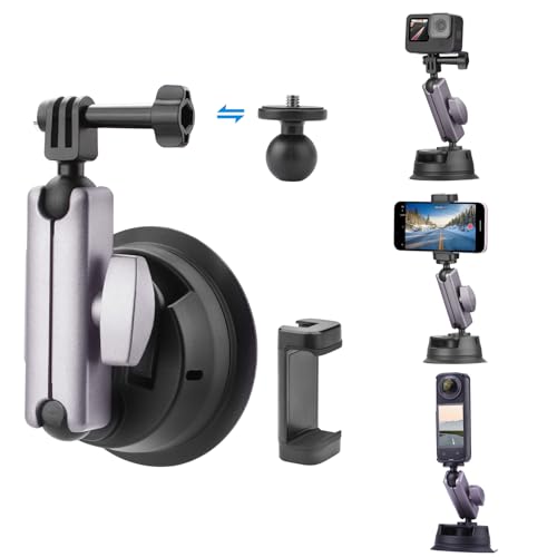 Flymile Action 5 Pro Saugnapfhalterung, Auto-Aluminium-Halterung für DJI Osmo Pocket 3, Windschutzscheiben-Fenster-Armaturenbrett-Halterung für GoPro 13, 12, 11, 10, 9, 8, Insta360, X4, X5, Ace Pro 2 Flymile Action 5 Pro Saugnapfhalterung, Auto-Aluminium-Halterung für DJI Osmo Pocket 3, Windschutzscheiben-Fenster-Armaturenbrett-Halterung für GoPro 13, 12, 11, 10, 9, 8, Insta360, X4, X5, Ace Pro 2 von Flymile