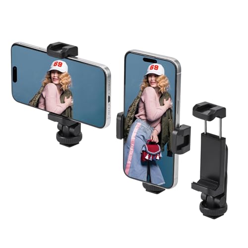 Flymile Universeller Smartphone-Handyhalterung, Handy Stativ halterung Adapter für Selfie-Stick Tripod, mit 2 Kaltschuh & 1/4"-Gewinde, 360° Drehbar & 180° Neigbar, für iPhone, für Samsung, für Kamera Flymile Universeller Smartphone-Handyhalterung, Handy Stativ halterung Adapter für Selfie-Stick Tripod, mit 2 Kaltschuh & 1/4"-Gewinde, 360° Drehbar & 180° Neigbar, für iPhone, für Samsung, für Kamera von Flymile