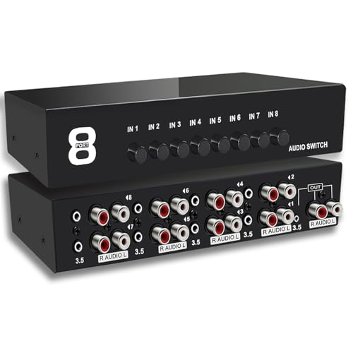 FlyroadUp 3,5 mm Aux + RCA L/R bidirektionaler Stereo-Audio-Umschalter, 8-in-1-Ausgang, A/B, analoger Audio-Umschalter FlyroadUp 3,5 mm Aux + RCA L/R bidirektionaler Stereo-Audio-Umschalter, 8-in-1-Ausgang, A/B, analoger Audio-Umschalter von FlyroadUp