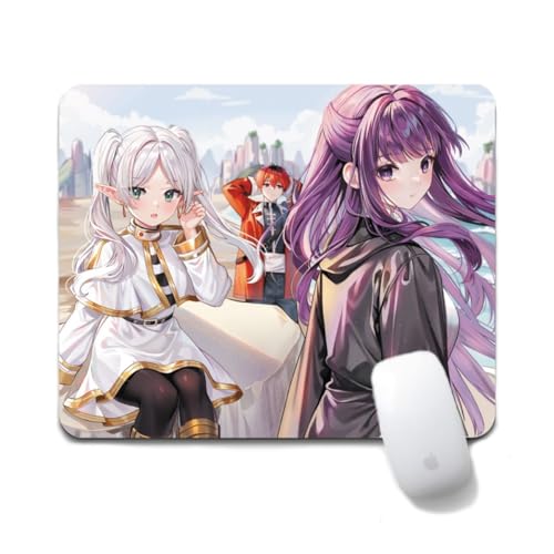 Flyshun Frieren Fern Anime Mausmatte 20x24cm - Quadratisches Mousepad (7.8x9.4 Zoll) mit Rutschfester Basis für Gamer & Büro (Stark) von Flyshun