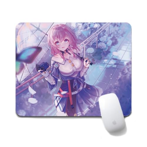 Flyshun March 7th Anime Mausmatte 20x24cm - Quadratisches Mousepad (7.8x9.4 Zoll) mit Rutschfester Basis für Gamer & Büro (March 7th 1) von Flyshun