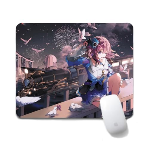 Flyshun March 7th Anime Mausmatte 20x24cm - Quadratisches Mousepad (7.8x9.4 Zoll) mit Rutschfester Basis für Gamer & Büro (March 7th 3) von Flyshun