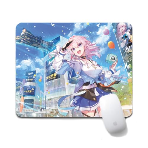 Flyshun March 7th Anime Mausmatte 20x24cm - Quadratisches Mousepad (7.8x9.4 Zoll) mit Rutschfester Basis für Gamer & Büro (March 7th 6) von Flyshun
