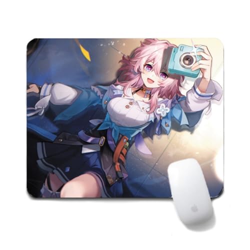Flyshun March 7th Anime Mausmatte 20x24cm - Quadratisches Mousepad (7.8x9.4 Zoll) mit Rutschfester Basis für Gamer & Büro (March 7th 8) von Flyshun