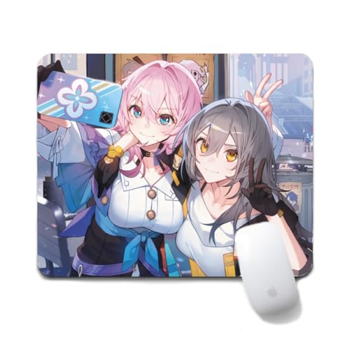 Flyshun March 7th Anime Mausmatte 20x24cm - Quadratisches Mousepad (7.8x9.4 Zoll) mit Rutschfester Basis für Gamer & Büro (Trailblazer Stelle 2) von Flyshun
