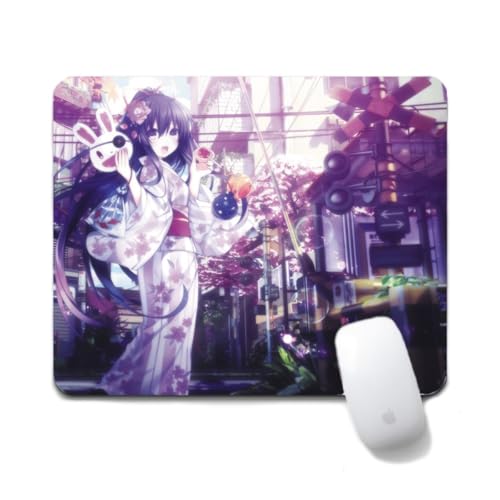 Flyshun Tokisaki Kurumi Anime Mausmatte 20x24cm - Quadratisches Mousepad (7.8x9.4 Zoll) mit Rutschfester Basis für Gamer & Büro (Himekawa Yoshino 3) von Flyshun
