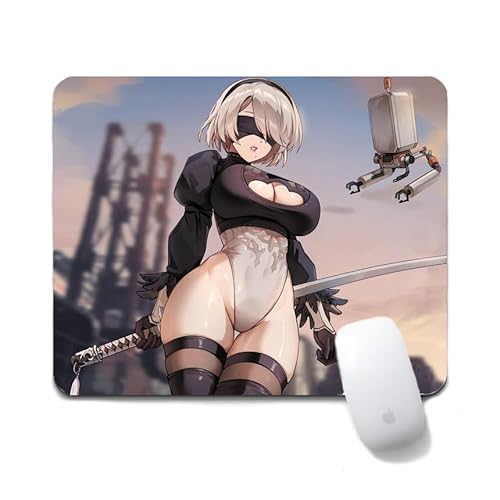 Flyshun Yorha No. 2 Type B Anime Mausmatte 20x24cm - Quadratisches Mousepad (7.8x9.4 Zoll) mit Rutschfester Basis für Gamer & Büro (Type B 4) von Flyshun