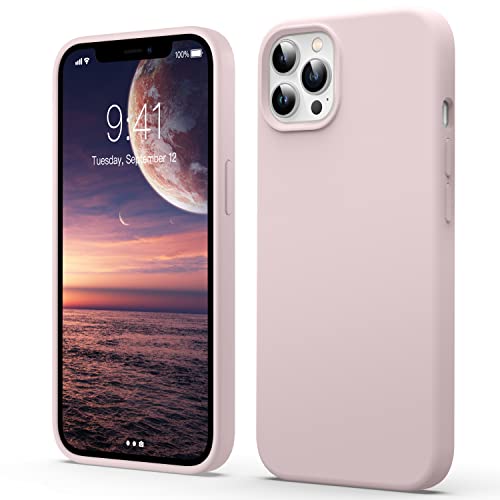 Flyzoo Flüssige Silicone Case für iPhone 12 Pro Max Hülle, Kratzfest & Anti-fingerabdruck Silikon Handyhülle mit Rundumschutz Cover: 4-Schicht Schutzhülle, Erhöhter Rand für Bildschirm & Kamera, Rosa von Flyzoo