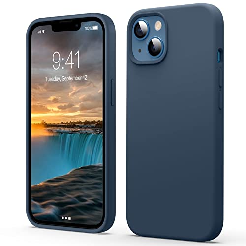 Flyzoo Flüssige Silicone Case für iPhone 13 Hülle, Ganzkörper Silikon Handyhülle mit Rundumschutz Cover: 4-Schicht Schutzhülle Futter Mikrofaser, Erhöhter Rand für Bildschirm & Kamera, Dunkelblau von Flyzoo