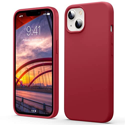 Flyzoo Flüssige Silicone Case für iPhone 13 Hülle (6,1"), Ganzkörper Silikon Handyhülle mit Rundumschutz Cover: 4-Schicht Schutzhülle Futter Mikrofaser, Erhöhter Rand für Bildschirm & Kamera, Rot von Flyzoo