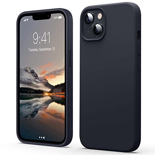 Flyzoo Flüssige Silicone Case für iPhone 13 Hülle (6,1"), Ganzkörper Silikon Handyhülle mit Rundumschutz Cover: 4-Schicht Schutzhülle Futter Mikrofaser, Erhöhter Rand für Bildschirm & Kamera, Schwarz von Flyzoo