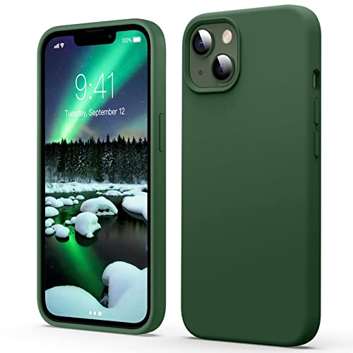 Flyzoo Flüssige Silicone Case für iPhone 13 Hülle (6,1"), Ganzkörper Silikon Handyhülle mit Rundumschutz Cover: 4-Schicht Schutzhülle Futter Mikrofaser, Erhöhter Rand für Bildschirm & Kamera, KleeGrün von Flyzoo