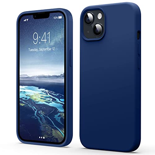 Flyzoo Flüssige Silicone Case für iPhone 14 Hülle, Kratzfest & Anti-fingerabdruck Silikon Handyhülle mit Rundumschutz Cover: 4-Schicht Schutzhülle, Erhöhter Rand für Bildschirm & Kamera, Dunkelblau von Flyzoo