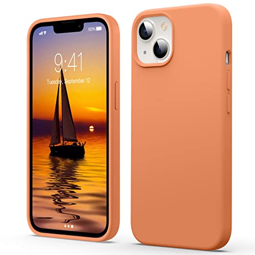 Flyzoo Flüssige Silicone Case für iPhone 14 Hülle, Kratzfest & Anti-fingerabdruck Silikon Handyhülle mit Rundumschutz Cover: 4-Schicht Schutzhülle, Erhöhter Rand für Bildschirm & Kamera, Orange von Flyzoo