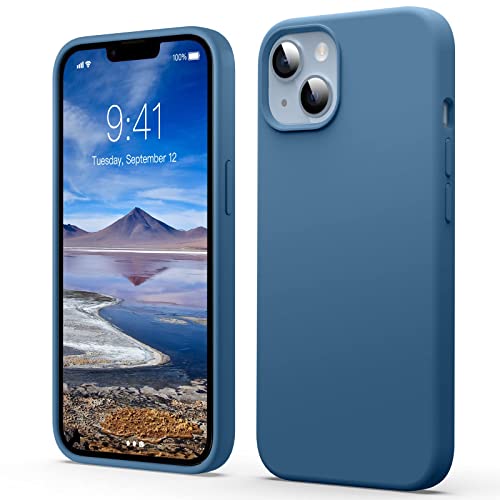 Flyzoo Flüssige Silicone Case für iPhone 14 Hülle (6,1"), Kratzfest & Anti-fingerabdruck Silikon Handyhülle mit Rundumschutz Cover: 4-Schicht Schutzhülle, Erhöhter Rand für Bildschirm & Kamera, Blau von Flyzoo