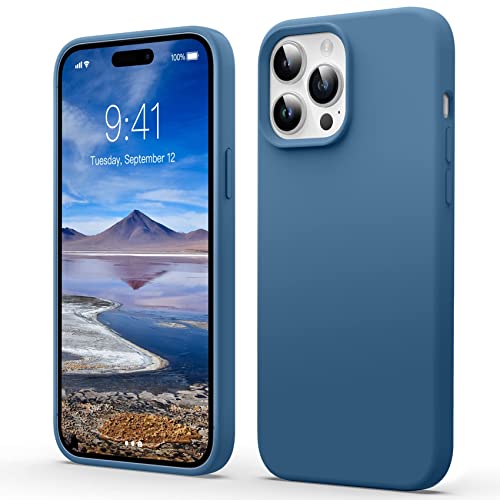 Flyzoo Flüssige Silicone Case für iPhone 14 Pro Max Hülle, Ganzkörper Silikon Handyhülle mit Rundumschutz Cover: 4-Schicht Schutzhülle Futter Mikrofaser, Erhöhter Rand für Bildschirm & Kamera, Blau von Flyzoo